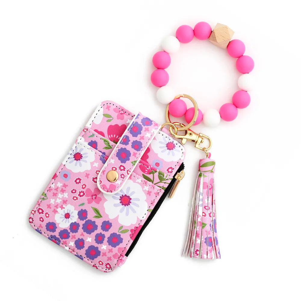 Beaded Wallet & Bracelet Tassel Set – Flower Edition 🌸