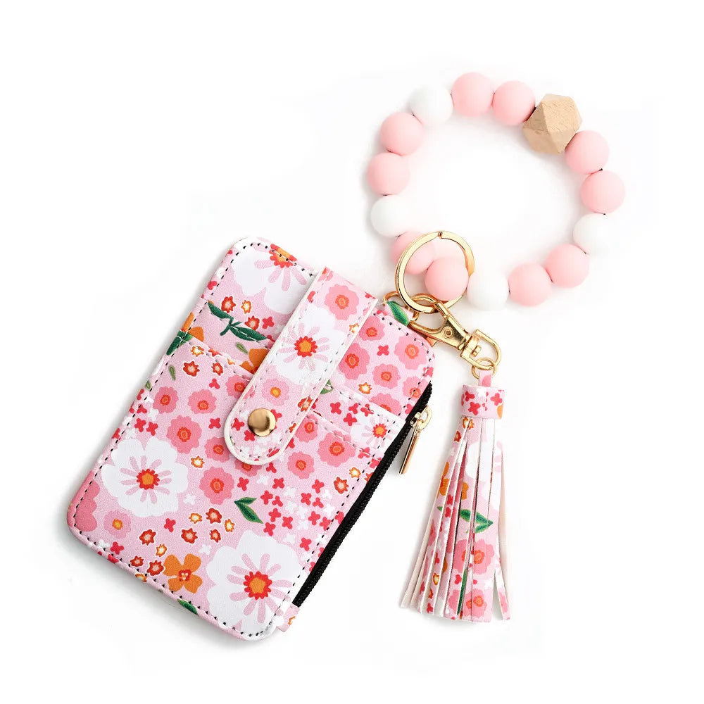 Beaded Wallet & Bracelet Tassel Set – Flower Edition 🌸