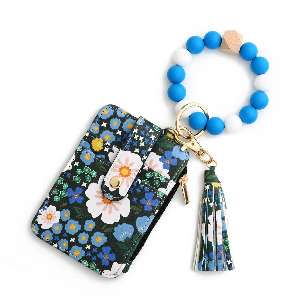 Beaded Wallet & Bracelet Tassel Set – Flower Edition 🌸