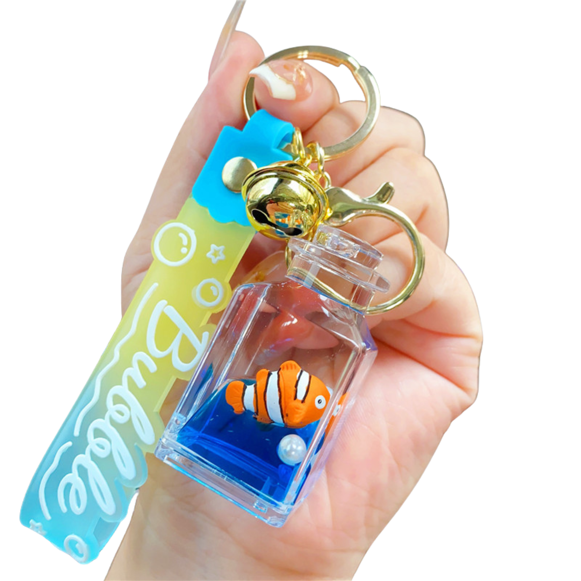 Ocean Series Floating Wish Bottle Keychain – Polar Bear, Blue Whale & Clownfish