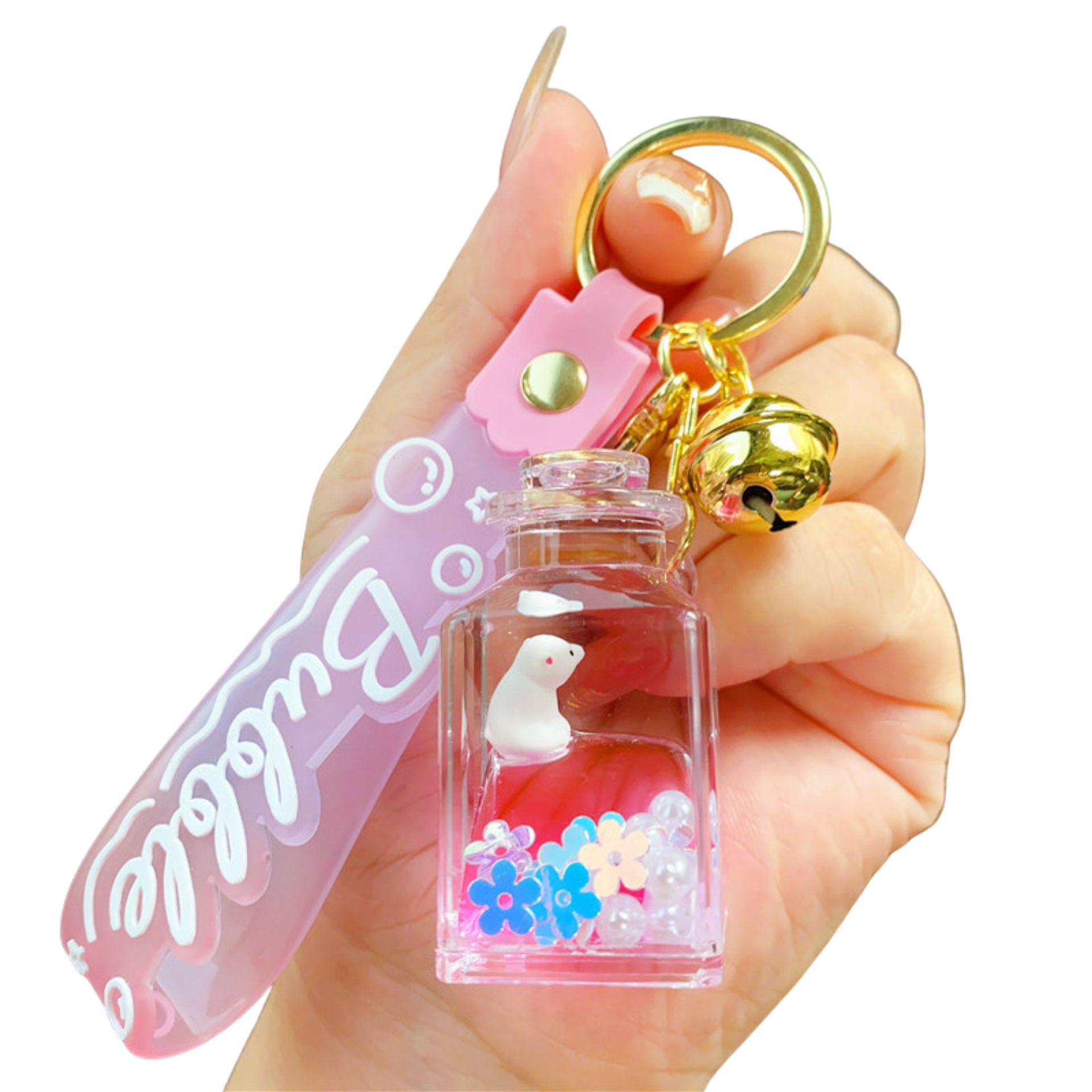 Ocean Series Floating Wish Bottle Keychain – Polar Bear, Blue Whale & Clownfish