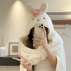 Plush Reversible Shawl – Cute Rabbit Thick Blanket - MGB Gift Store