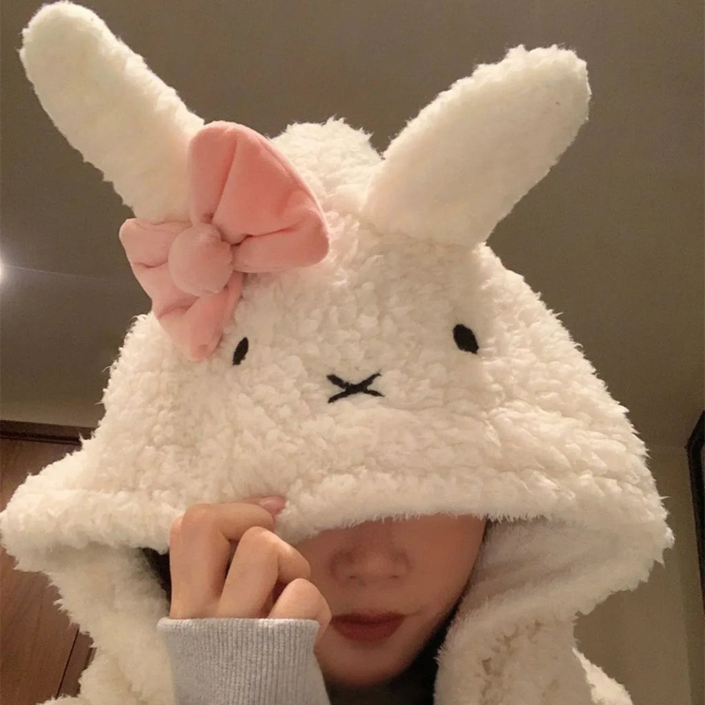 Plush Reversible Shawl – Cute Rabbit Thick Blanket - MGB Gift Store