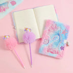 A5 Mermaid Tail Plush Notebook with Lock - MGB Gift Store