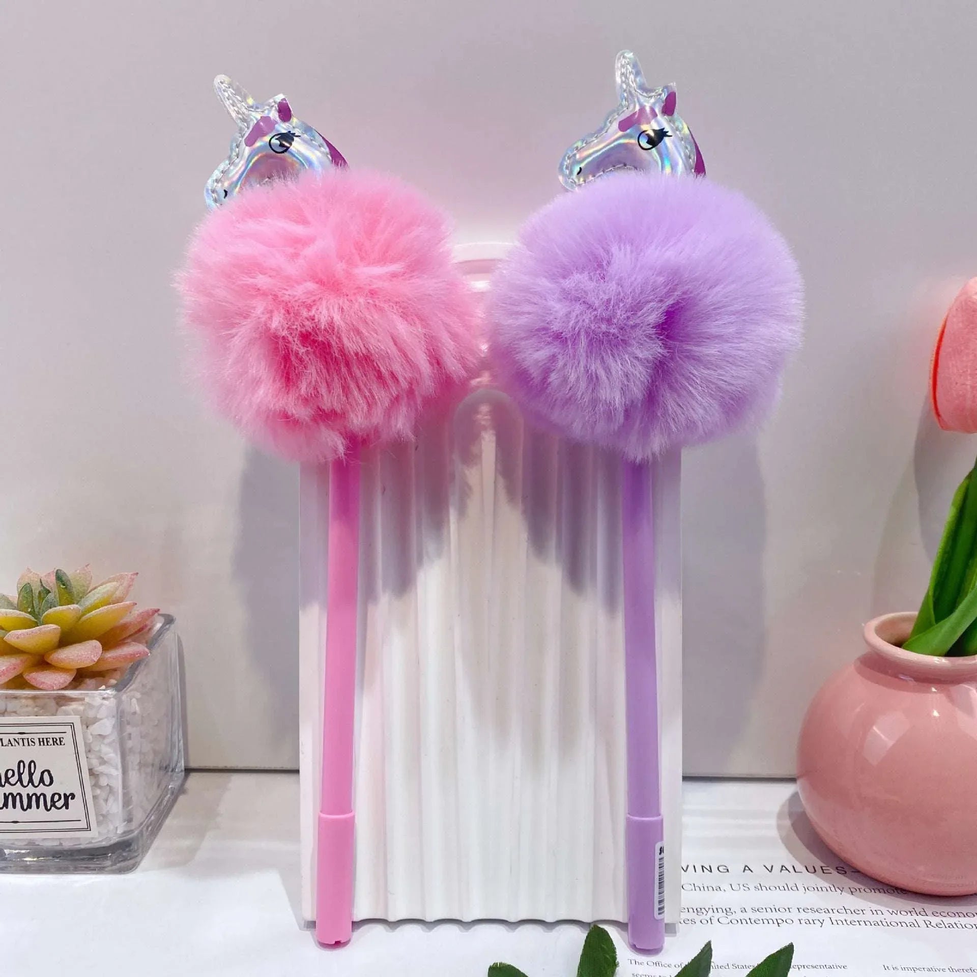 Unicorn Plush Gel Pens - MGB Gift Store
