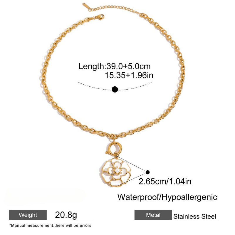 Stainless steel 18k gold-plated flower jewellery set
