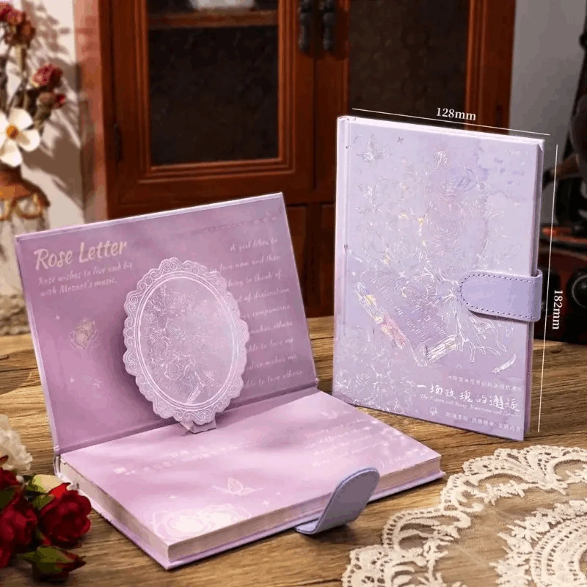 Rose Holographic Foil Notebook – Magnetic Closure | 4 Colours | Full-Colour Pages - MGB Gift Store