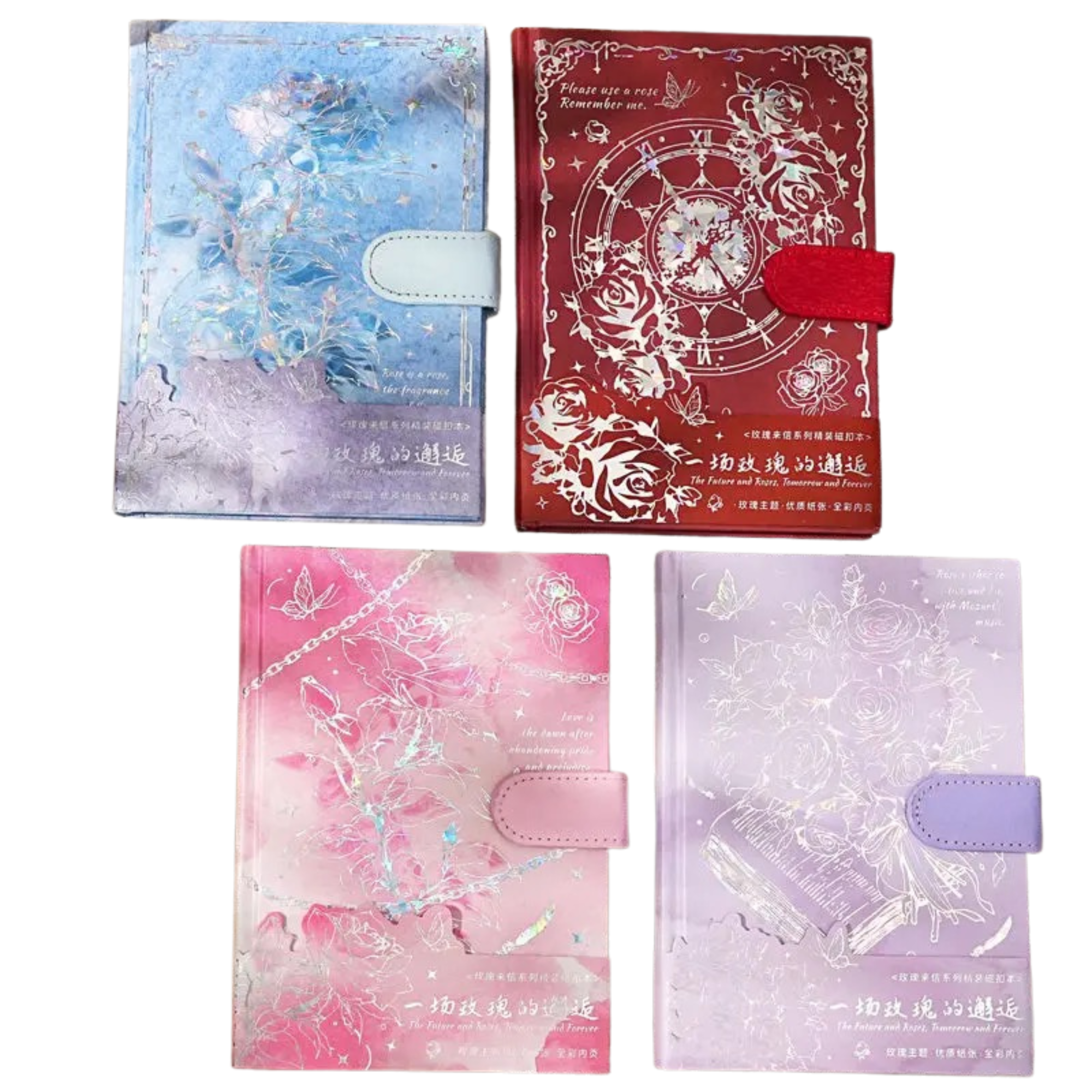 Rose Holographic Foil Notebook – Magnetic Closure | 4 Colours | Full-Colour Pages