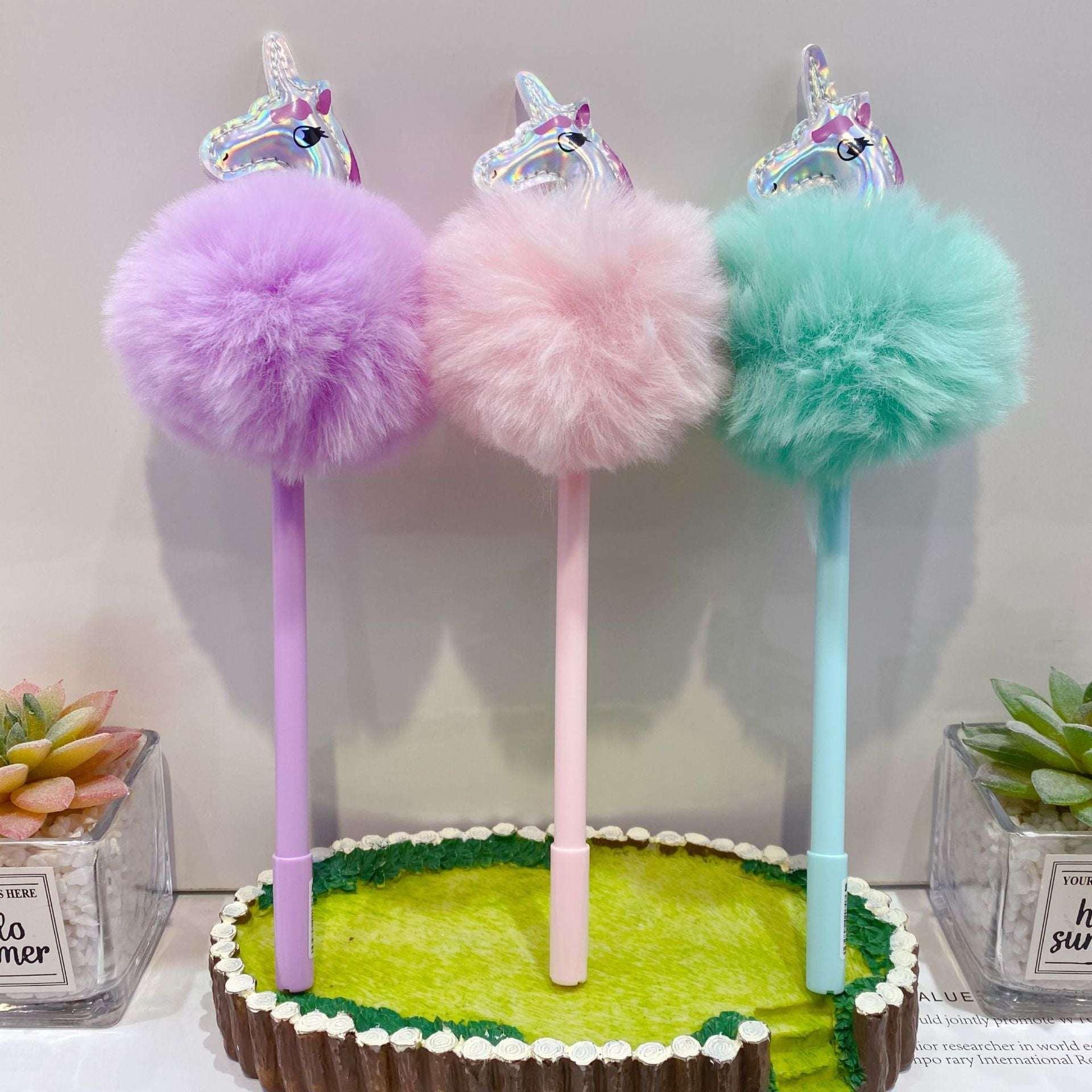 Unicorn Plush Gel Pens - MGB Gift Store