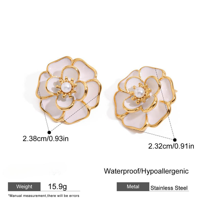 Stainless steel 18k gold-plated flower jewellery set