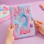 A5 Mermaid Tail Plush Notebook with Lock - MGB Gift Store
