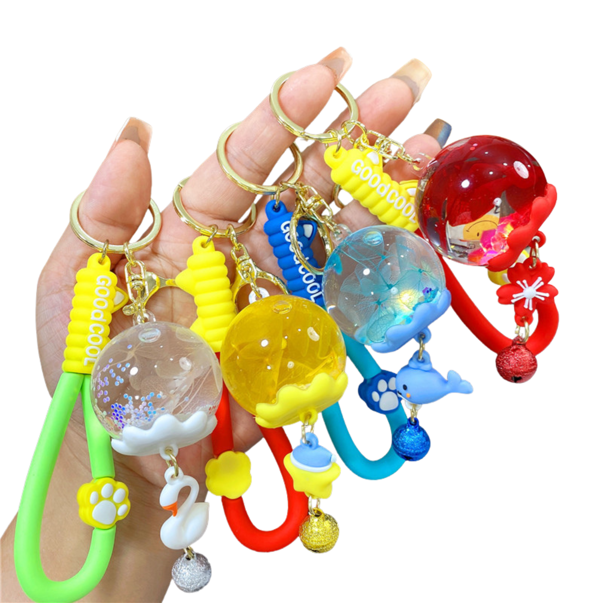 Sakura Glow-in-the-Dark Liquid Bottle Keychain  – Multi Colours