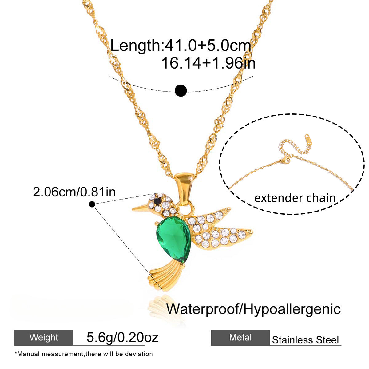 18K Gold-Plated Stainless Steel Bird Necklace