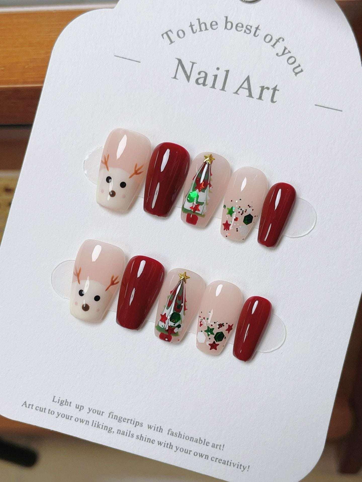✨ Christmas Handmade Press-On Nails - MGB Gift Store