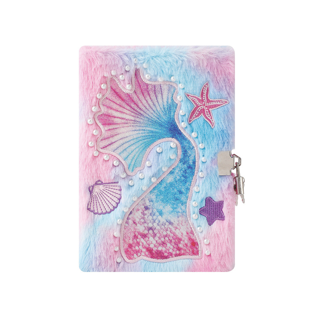 A5 Mermaid Tail Plush Notebook with Lock