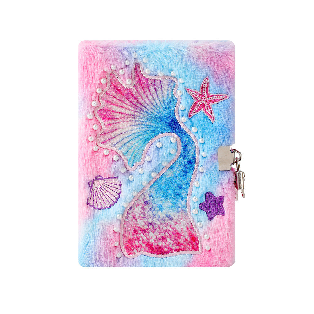 A5 Mermaid Tail Plush Notebook with Lock