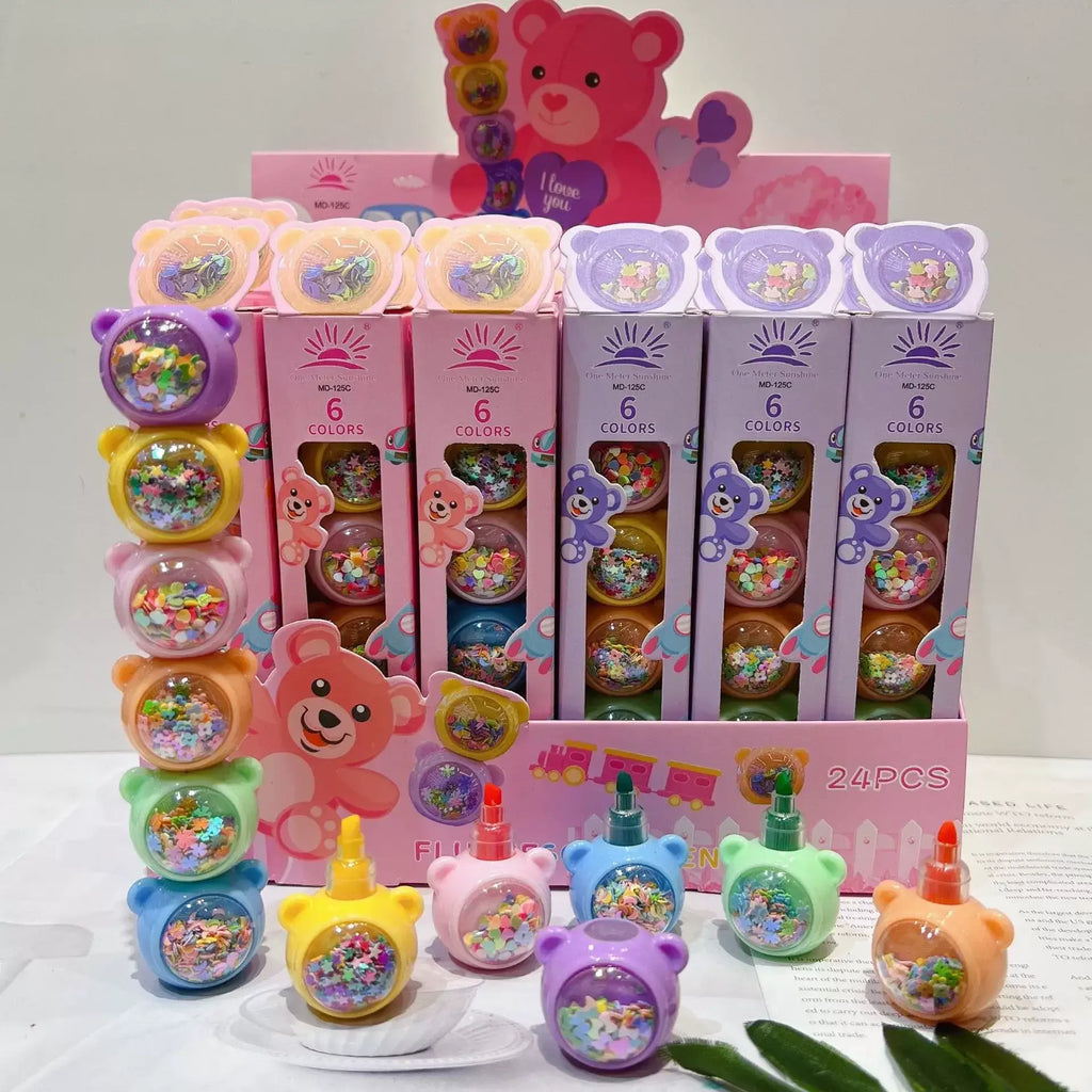 Creative Bear-Shaped Highlighters - 6 colours - MGB Gift Store