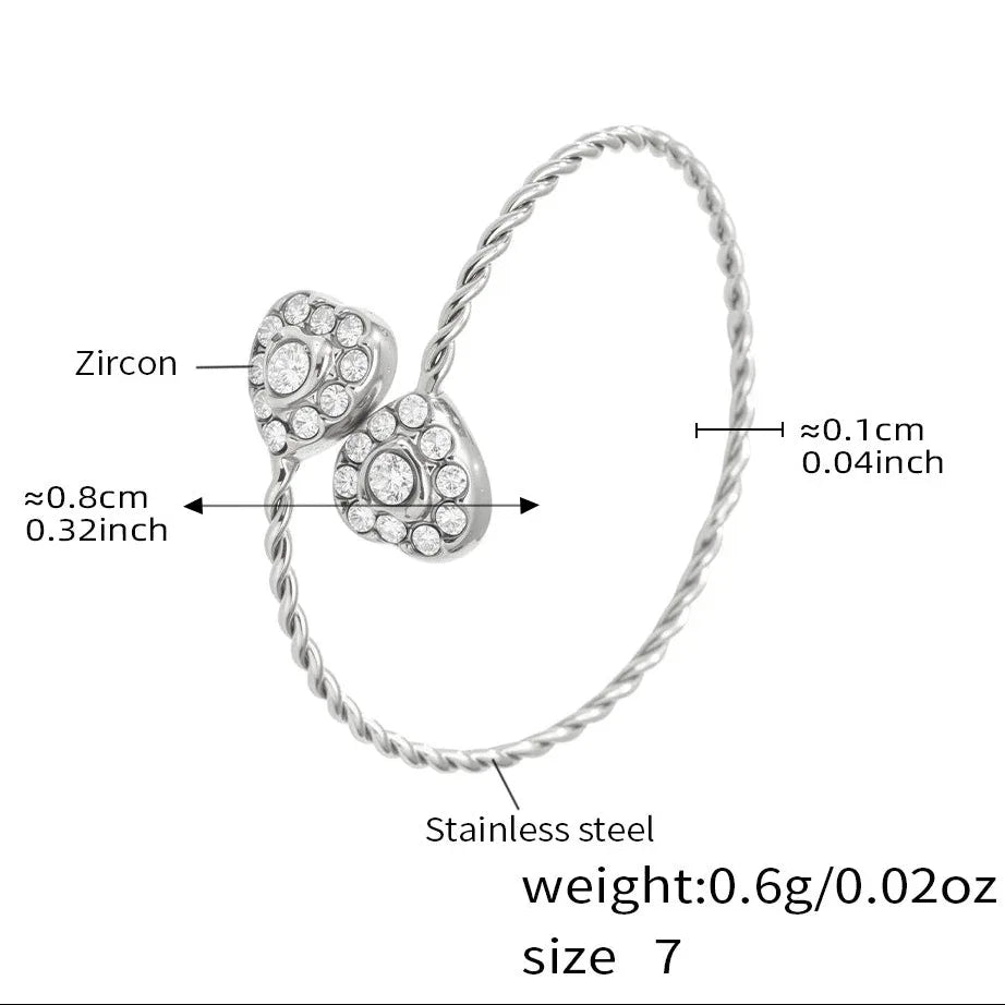 Sparkling Double Heart Zircon Ring in Stainless Steel - MGB Gift Store