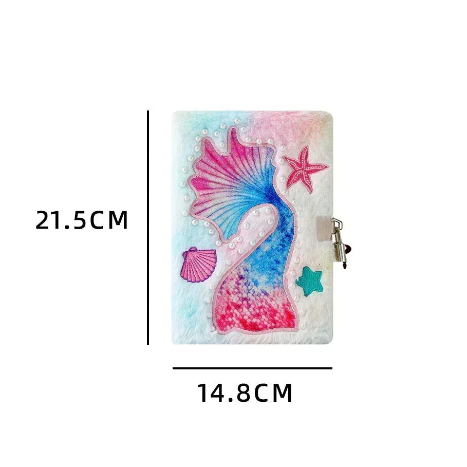 A5 Mermaid Tail Plush Notebook with Lock - MGB Gift Store