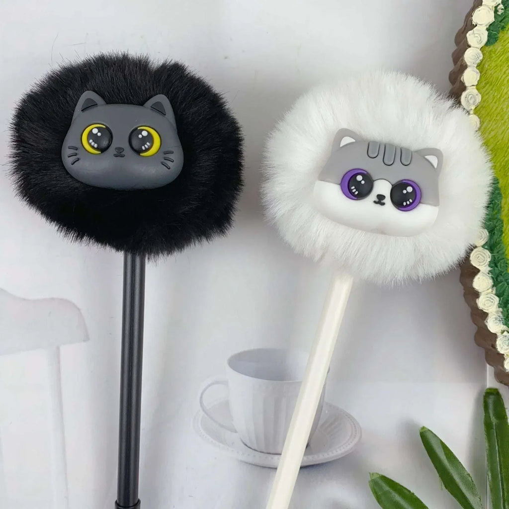 Kitty Fluffy Plush Gel Pens - MGB Gift Store