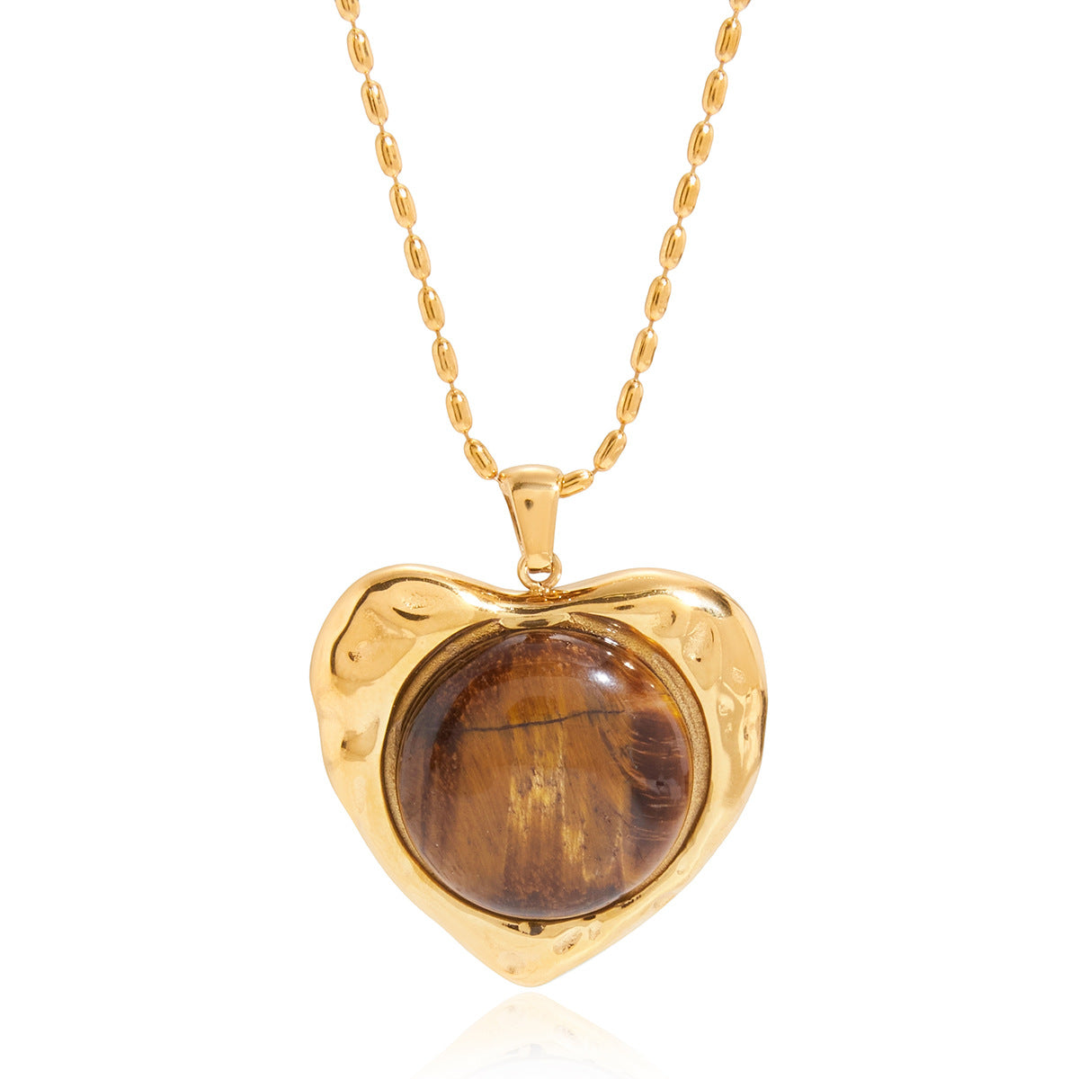 Tiger Eye Heart Pendant Necklace